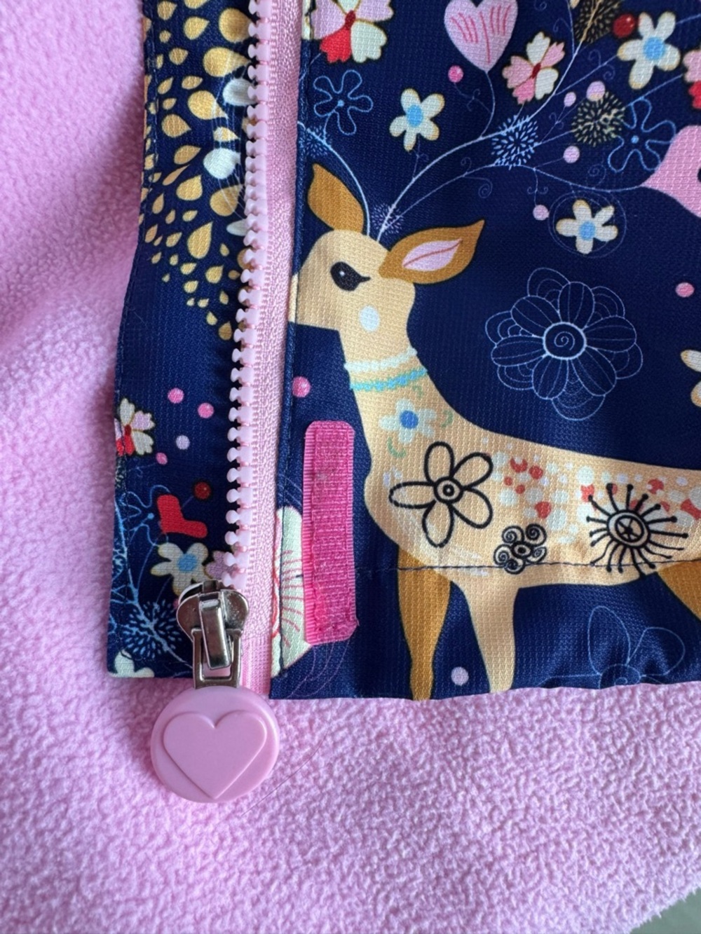 Girls Navy Deer Print Hooded Raincoat Sz 7-8 🦌🩷 - Picture 5 of 9
